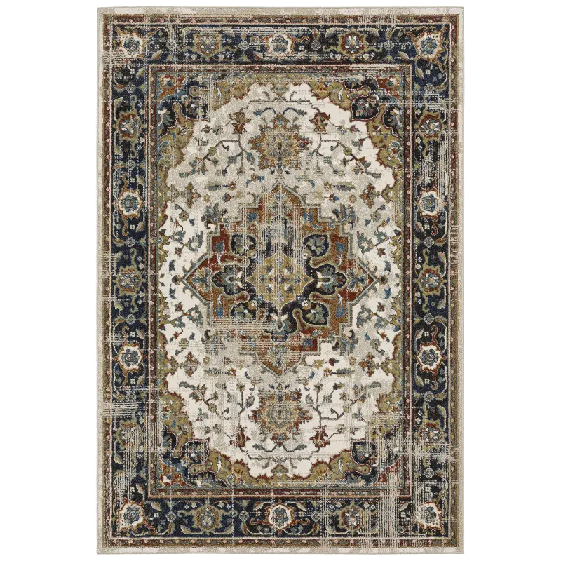 Venice 5 x 8 Beige Distressed Medallion Area Rug