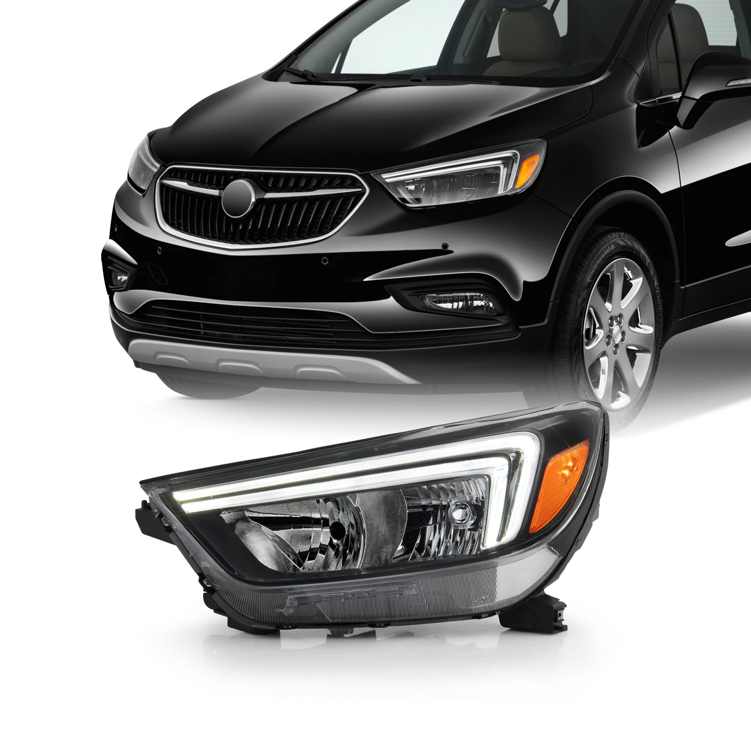 Fit 2017-2022 Buick Encore LED Headlights Assembly w/ Light Bar - Driver Side