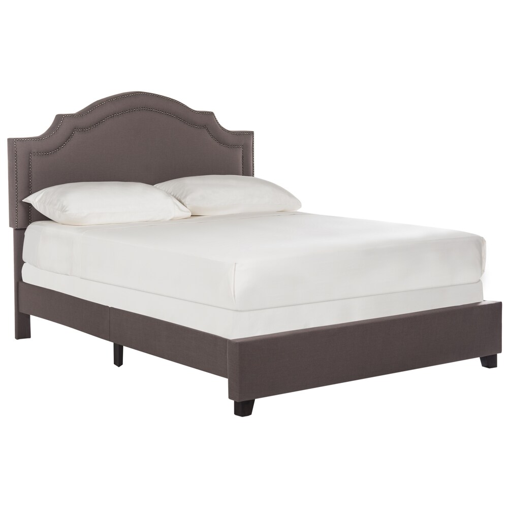 SAFAVIEH Theron Dark Taupe Linen Upholstered Bed (Queen)