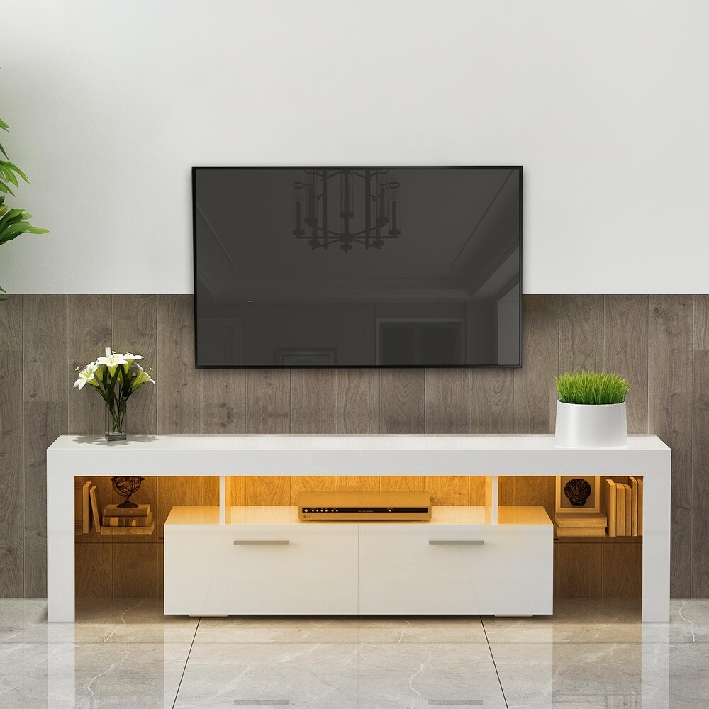 LED White TV Stand for TVs up to 65\