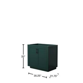 Wyndham Collection Miranda 35.25 in. W x 21.75 in. D x 33 in. H Single Bath Vanity Cabinet without Top in Green WCF292936SGKCXSXXMXX