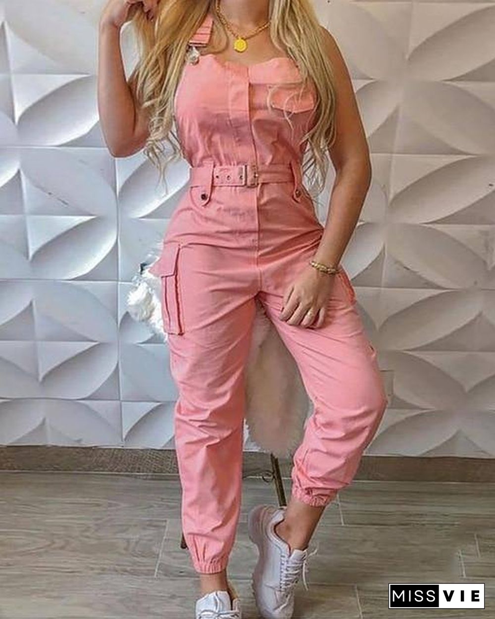 Strap Jumpsuit Women Loose Dungarees Long Rompers Summer Solid Pockets Cargo Pants Female Casual Work Out Playsuits