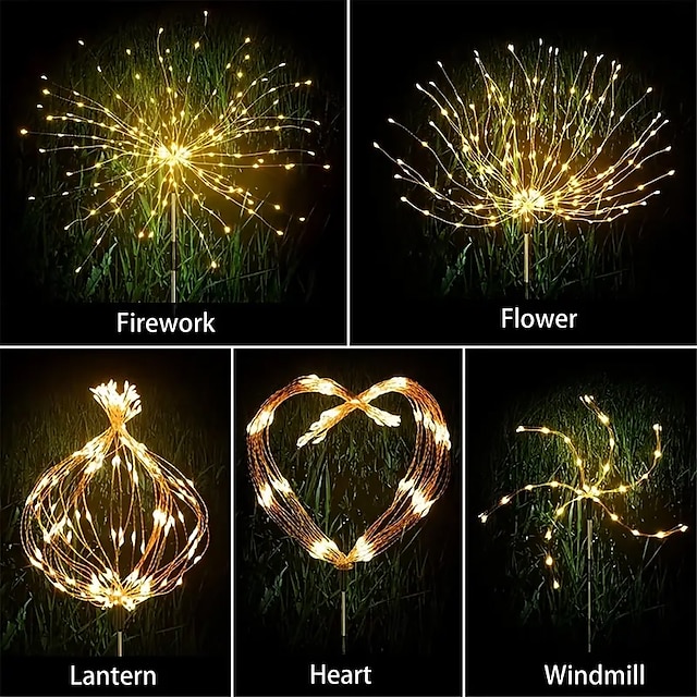 Solar Fireworks Lights 90/120/150/200 LEDS Outdoor DIY Solar Lights Garden Decorative Lights Waterproof Fairy Lights Lawn Lights