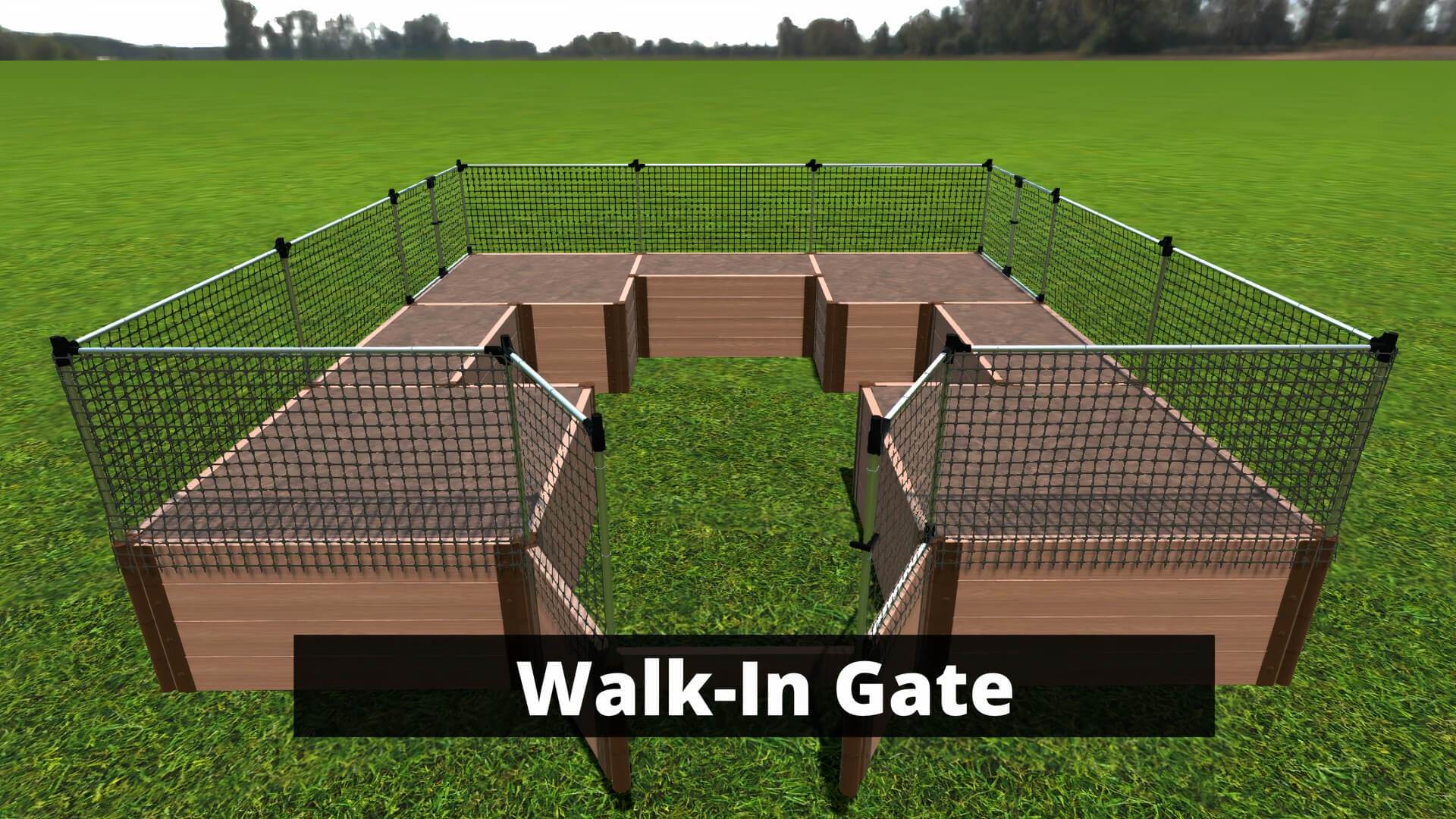 Walk-In 'Center Cross' 12' x 12' Animal Barrier Raised Garden Bed - 2