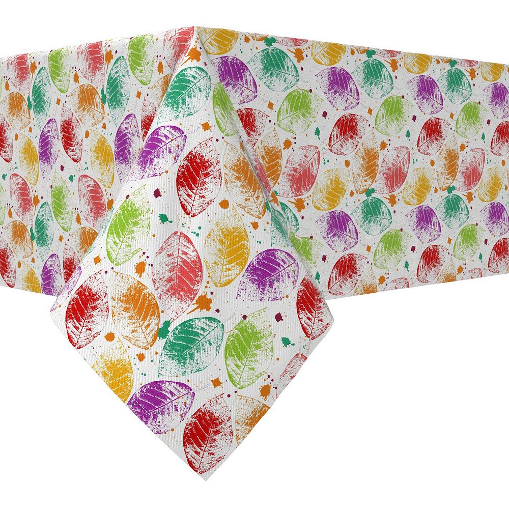 Rectangular Tablecloth， 100% Cotton， 60x104， Bold Autumn Leaves and Paint Splatter