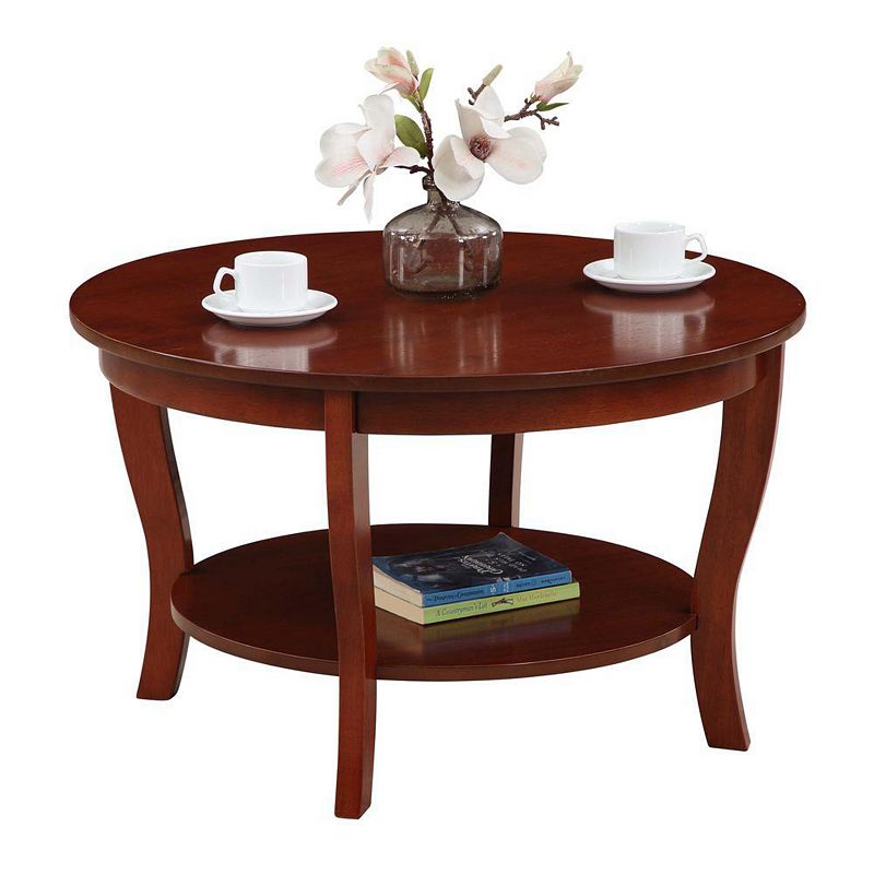 Convenience Concepts American Heritage Round Coffee Table with Shelf