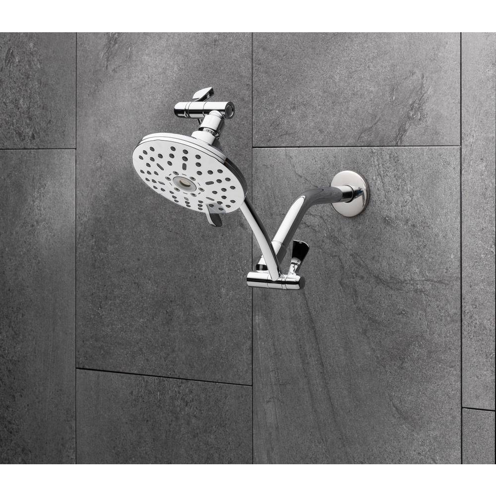 Glacier Bay 3-Spray Patterns with 1.8 GPM 5.4 in Wall Mount Fixed Shower Head with Adjustable Shower Arm in Chrome 3075-512-WS1