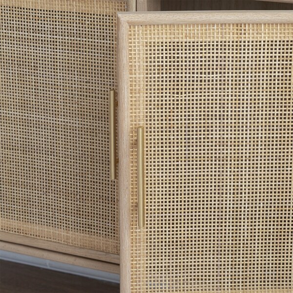 Dresser Storage Cabinet with Natural Rattan Decorated Door - - 37834884