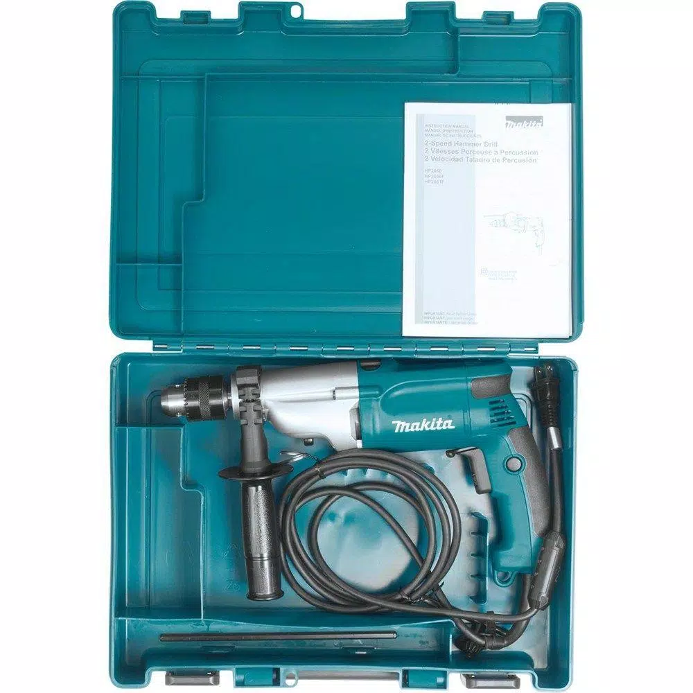 Makita 6.6 Amp 3/4 in. Corded Hammer Drill with Torque Limiter Side Handle Depth Gauge Chuck Key Hard Case and#8211; XDC Depot