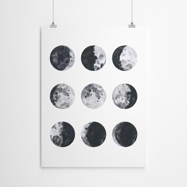 Americanflat Educational Mid Century Moon Phases Watercolor I By Samantha Ranlet Poster