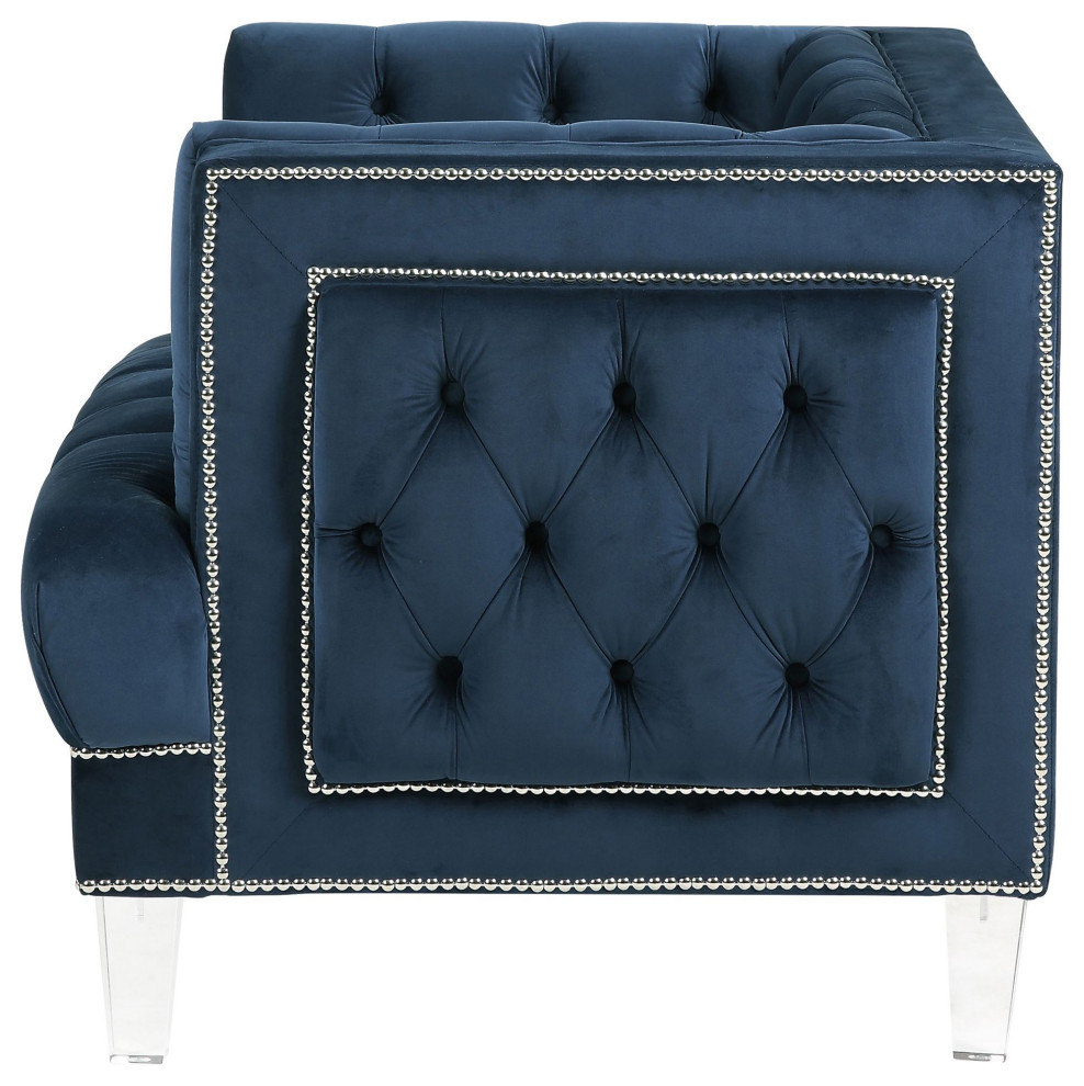 Elegant Accent Chair  Acrylic Legs and Button Tufted Seat With Nailhead   Contemporary   Armchairs And Accent Chairs   by Declusia  Houzz