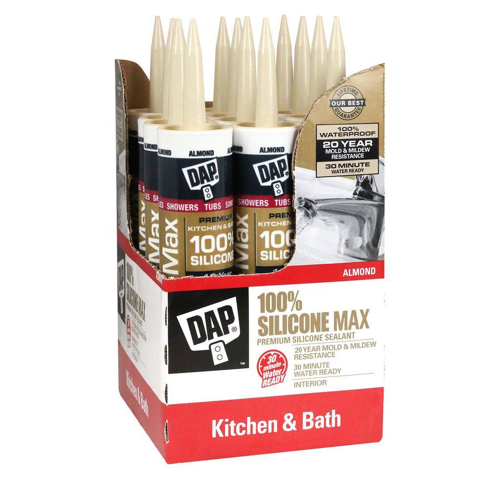 DAP Silicone Max 10.1 oz. Almond Premium Kitchen and Bath Silicone Sealant (12-Pack) 7079808793