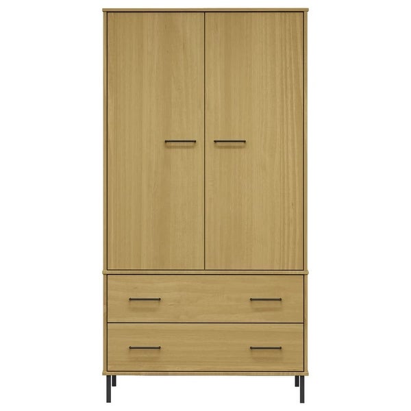 vidaXL Solid Wood Pine Wardrobe with Metal Legs OSLO Armoire Multi Colors - 35.4