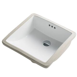 KRAUS Elavo Square Ceramic Undermount Bathroom Sink in White with Overflow KCU-231