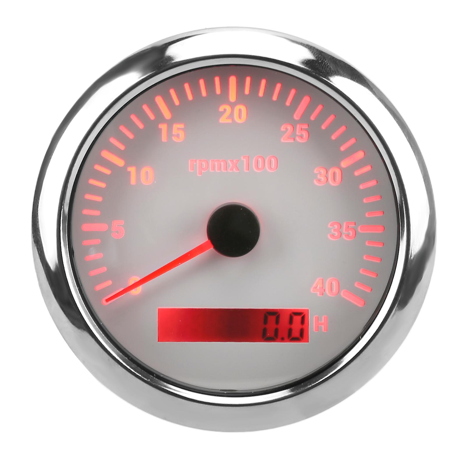 85mm Tachometer Gauge 4000rpm Ip67 Waterproof With 7 Color Backlight For Car Boat Rv Yachtwhite