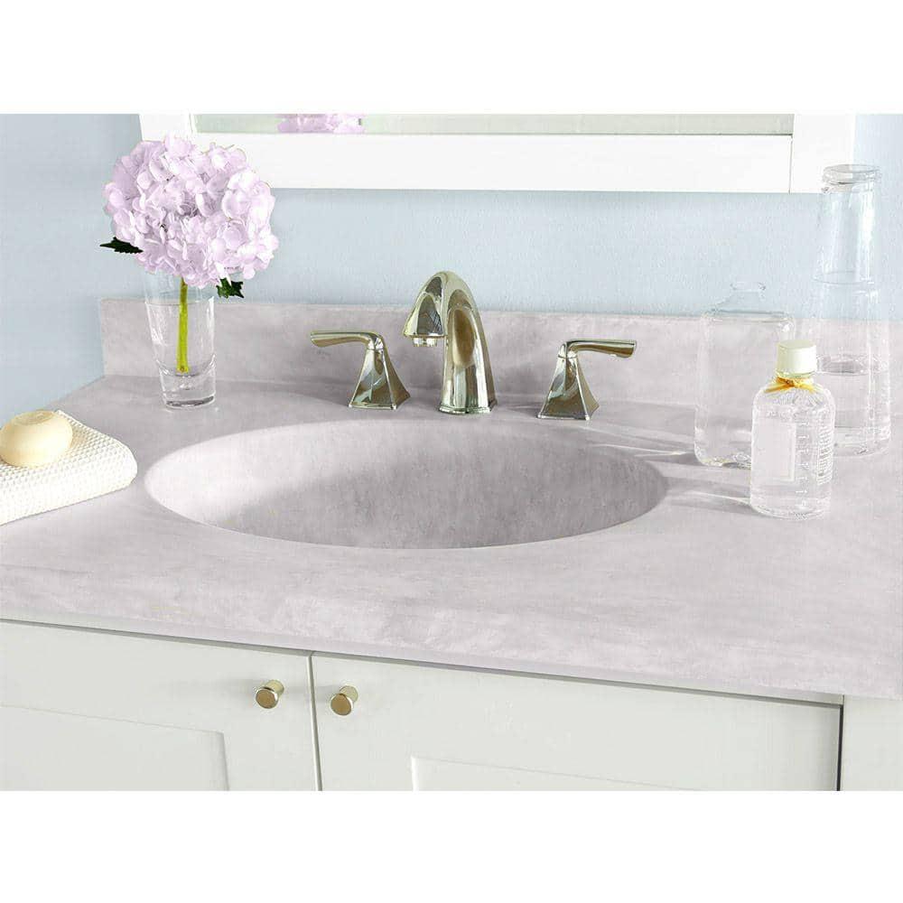 Swan Ellipse 25 in W x 19 in D Solid Surface Vanity Top with Sink in Bisque