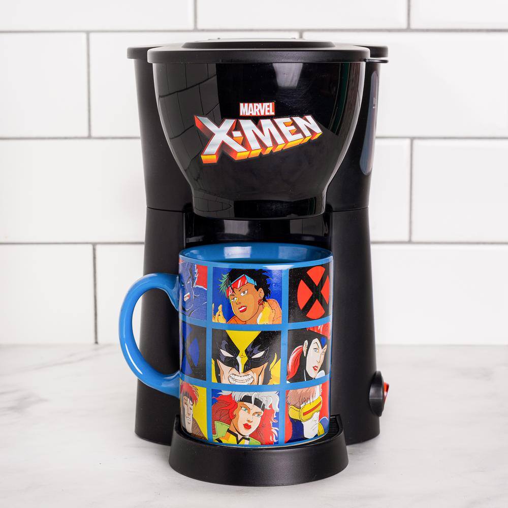 Uncanny Brands Black Marvel X-Men Single-Cup Drip Coffee Maker with Mug CM-MVX-XMN