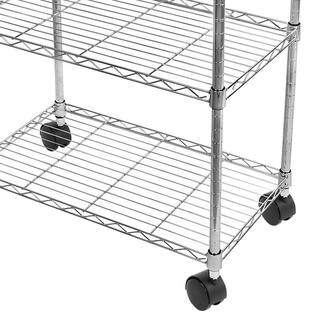 Amucolo Silver 3-Tier Steel Adjustable Wire Shelving Unit with wheels (23 in. W x 33 in. H x 13 in. D) DHS-CYHK-3CPC