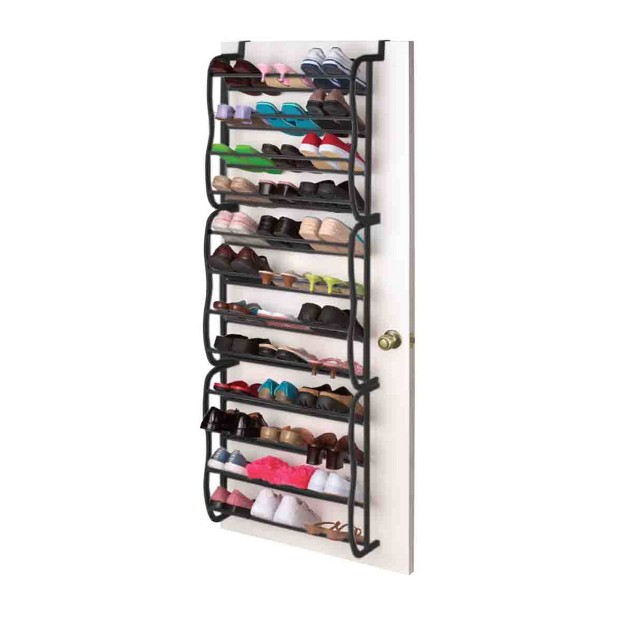 Home Basics 36 Pair Over The Door Steel Shoe Rack Black