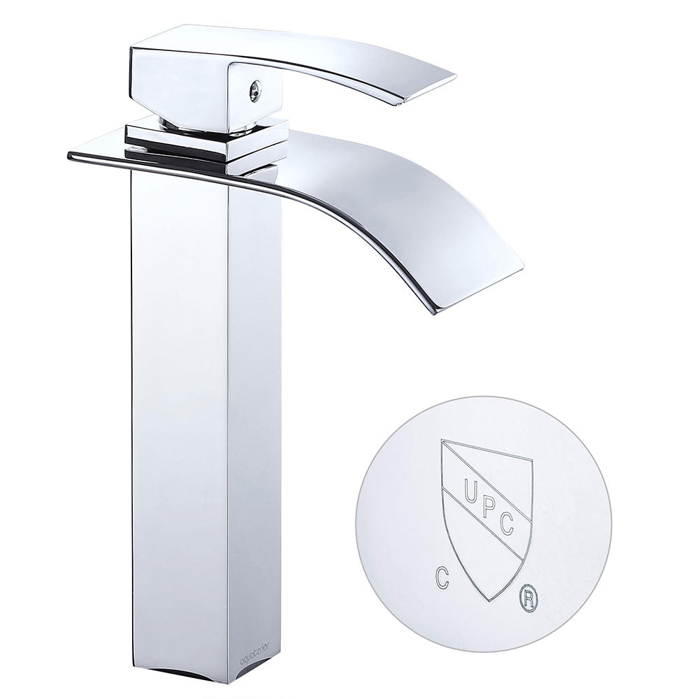 Aquaterior Waterfall Vessel Faucet Square 1-Handle Cold & Hot 10