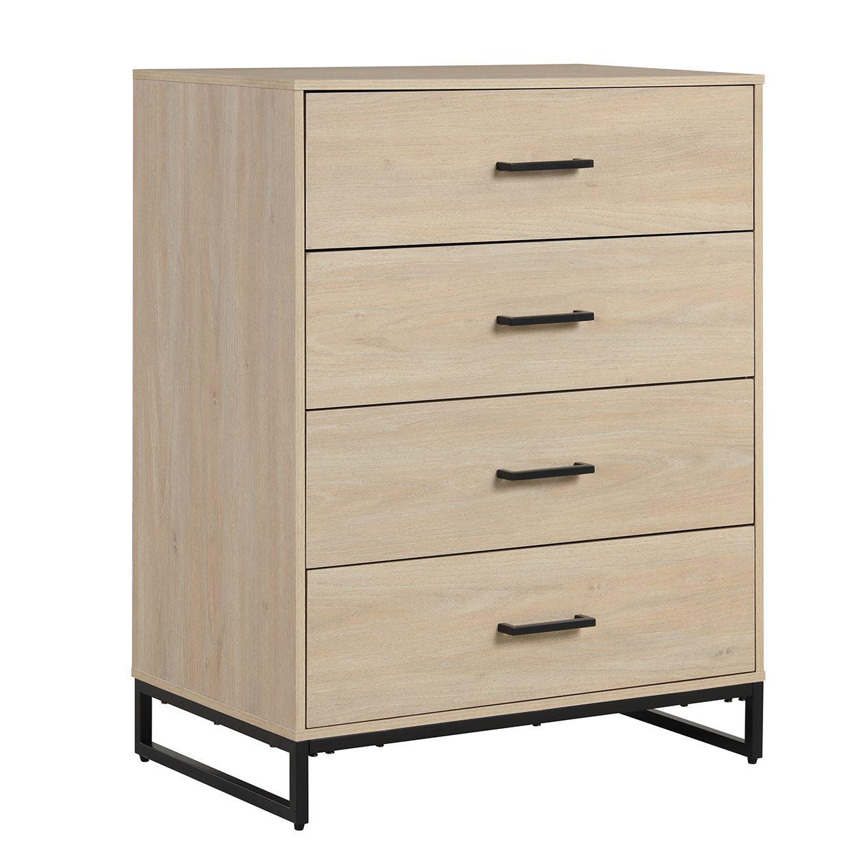 Mainstays Industrial 4 Drawer Dresser Bedroom Beige Oak  Crowdfused