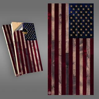 IPG Global Marketing Full Color Rustic American Flag Multi-Color Cornhole Board Wrap Set CBW1016