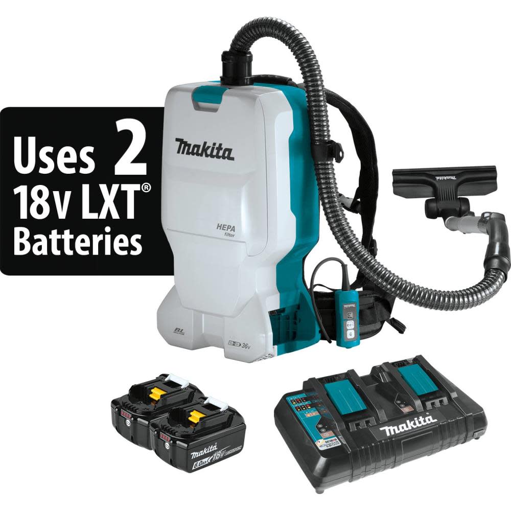 Makita 18V X2 LXT 36V 1.6 Gallon HEPA Backpack Dry Vacuum Kit XCV17PG from Makita