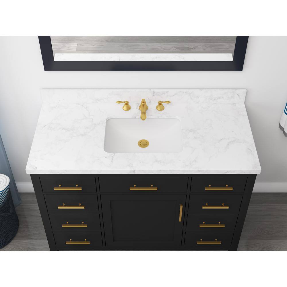 Home Decorators Collection Bonheur 48 in. W x 21 in. D Vanity in Black with Ceramic Vanity Top in White with White Basin HDPEV48V