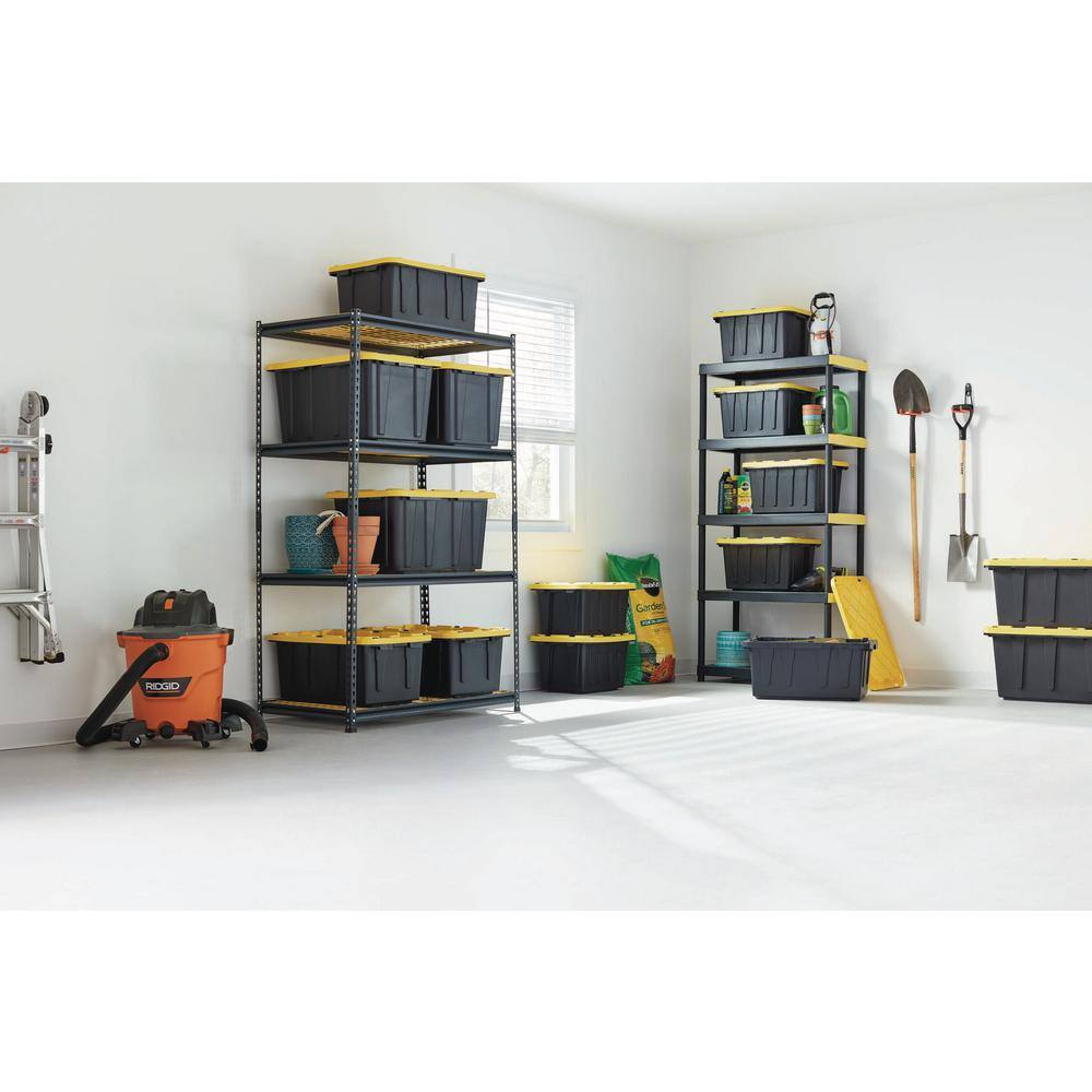 HDX 5-Tier Plastic Garage Storage Shelving Unit in Black (36 in. W x 74 in. H x 18 in. D) 241592