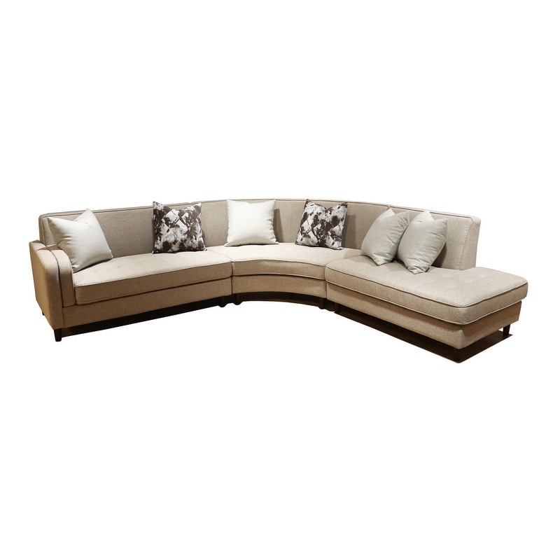 Valencia Mid Century Beige Upholstery Fabric Sectional Sofa