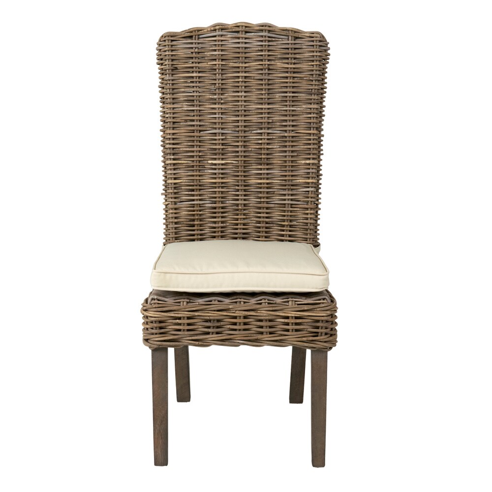 East at Main Natural Rattan Cushioned Dining Chairs (Set of 2)