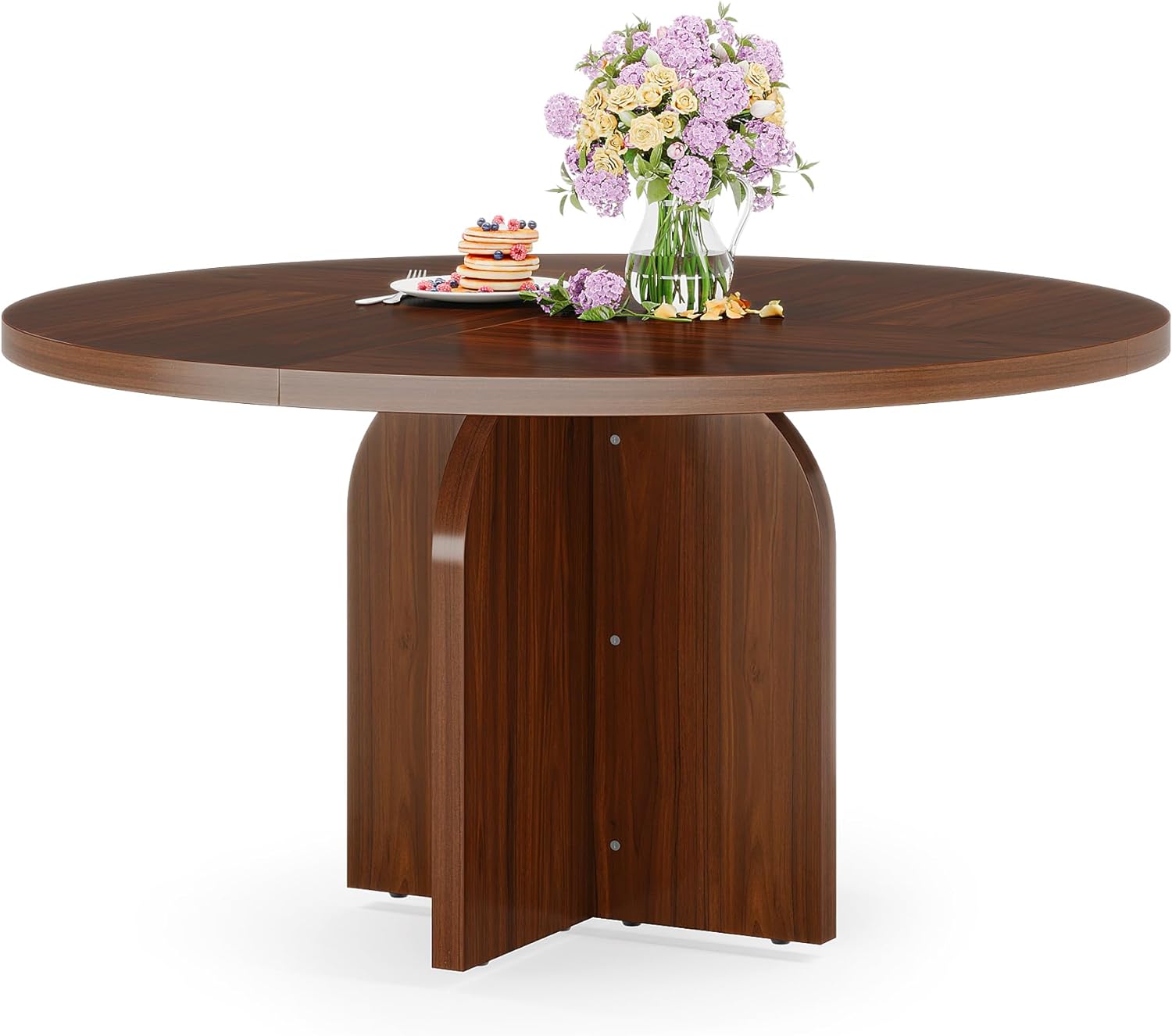 47-Inch Dining Table, Wood Round Kitchen Table for 4-6