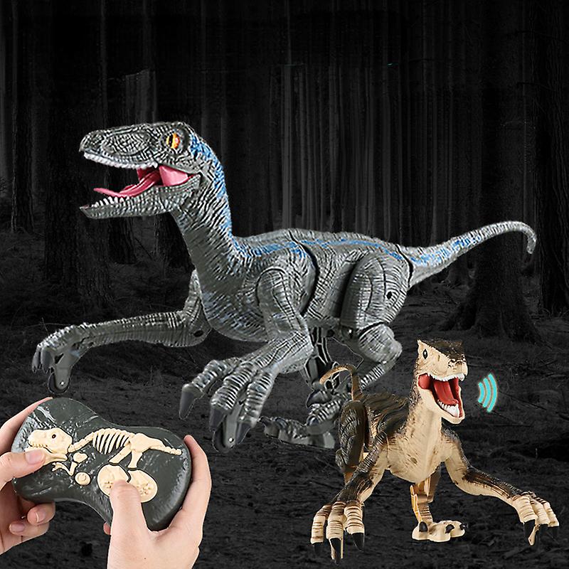 Miman Childrens 2.4g Wireless Remote Control Velociraptor Electric Sound And Light Simulation Mechanical Dinosaur Model Toy