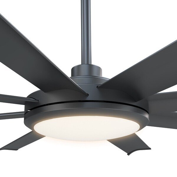 60-in Industrial 8-Blades Matte Black Reversible Ceiling Fan with Light and Remote Control - 60 Inches Shopping - The Best Deals on Ceiling Fans | 37897679