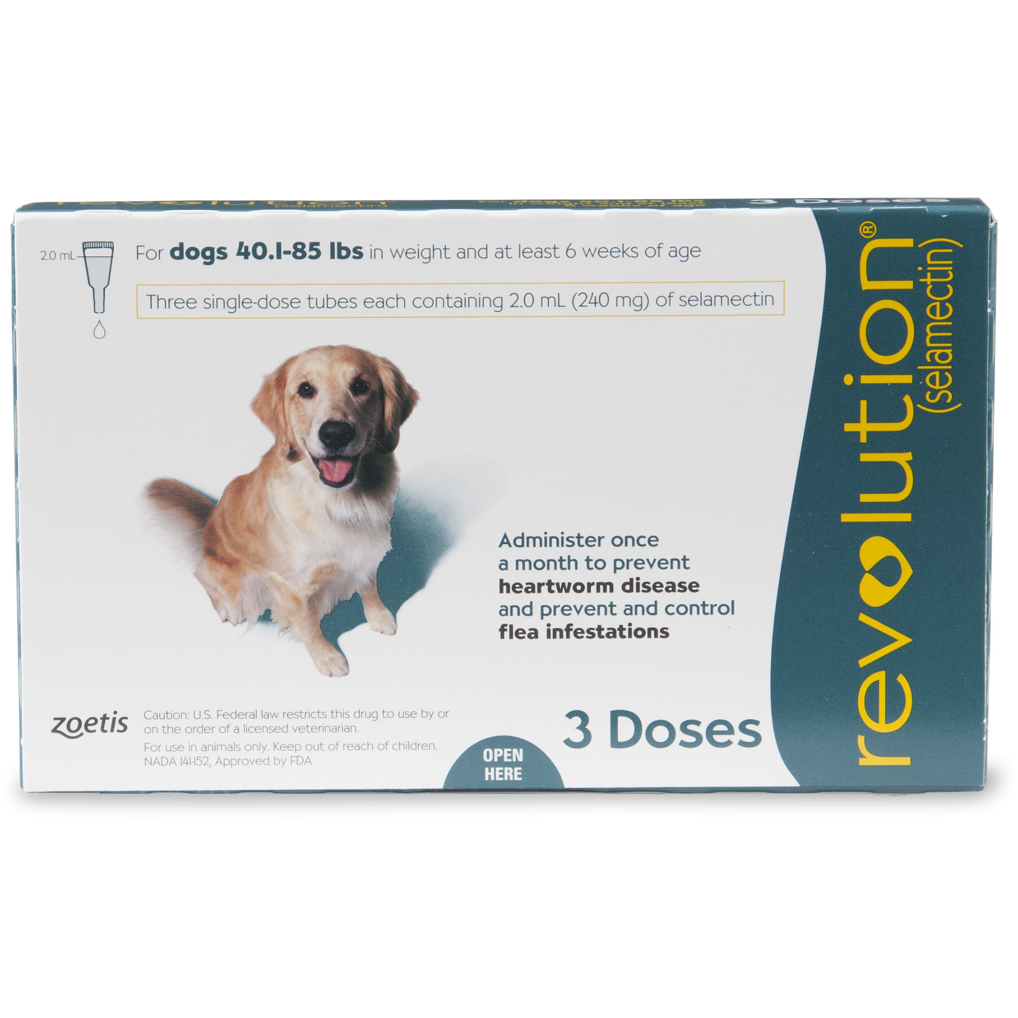 Revolution Topical Solution for Dogs 40.1- 85 lbs， 3 Month Supply