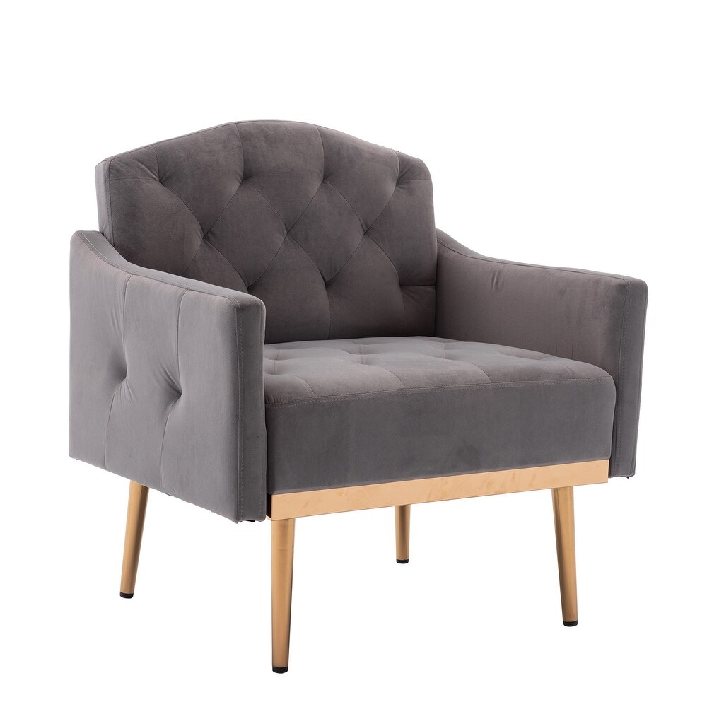 Tufted Velvet Accent Chair with Rose Golden Legs