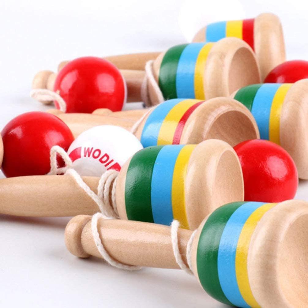 2 Pack Wooden Catching Fan You Cups And Ball Games Hand Eye Coordination Ball Catching Cup Kendama