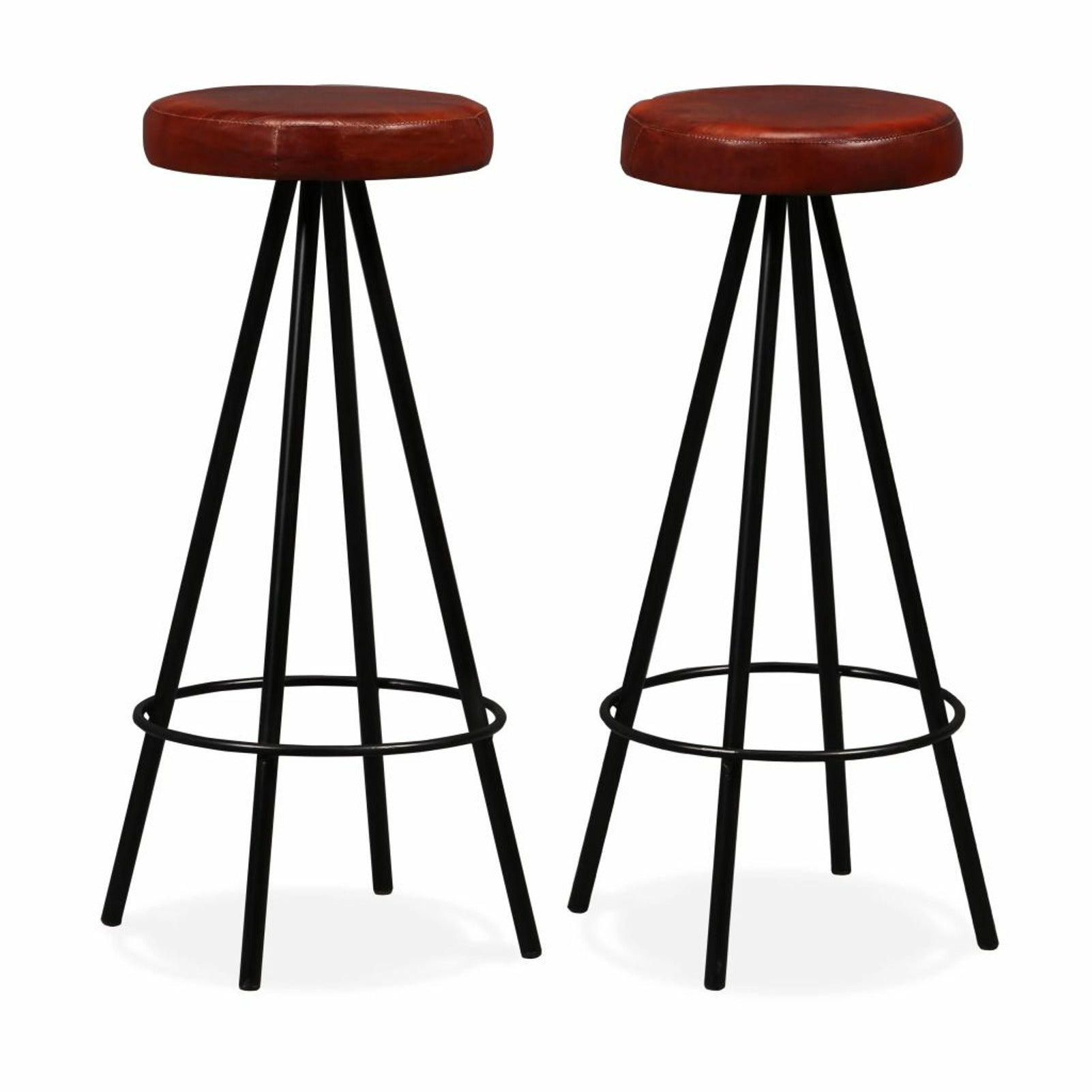 Dcenta Bar Stools 2 pcs Real Leather