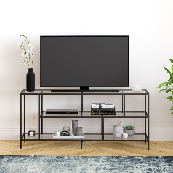 Winthrop Rectangular TV Stand with Glass Shelves for TV's up to 60