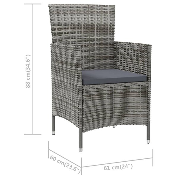 vidaXL Patio Chairs ll Weather Dining Single Chair with Cushions Poly Rattan