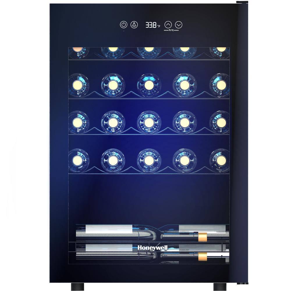 Honeywell 18.9 in. 24-Bottle Wine Cooler and 24-Can Beverage Cooler in Black with Digital Thermostat H24WCB