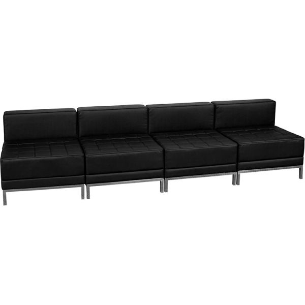 HERCULES Imagination Series Black LeatherSoft Lounge Set， 4 Pieces