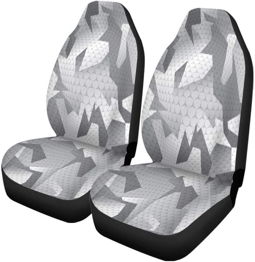 KXMDXA Set of 2 Car Seat Covers Gray Camo Modern Abstract Camouflage Grey Urban Snow Universal Auto Front Seats Protector Fits for Car，SUV Sedan，Truck