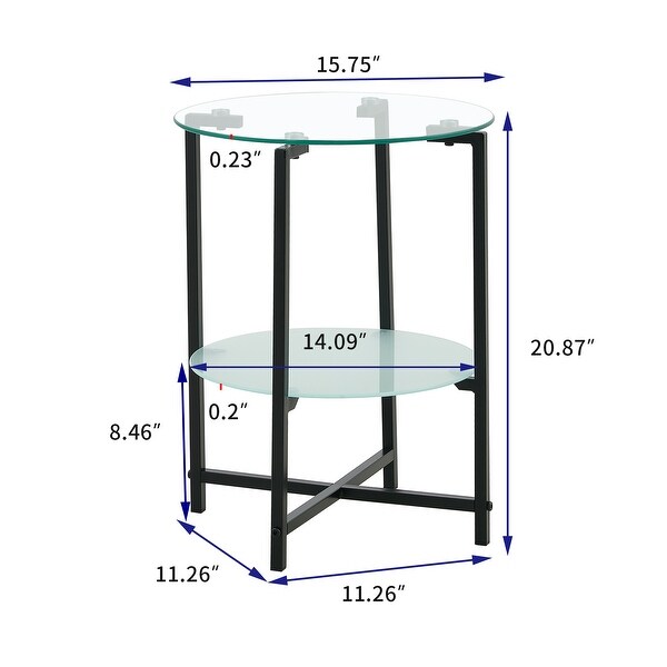 2- layer Tempered Glass End Table