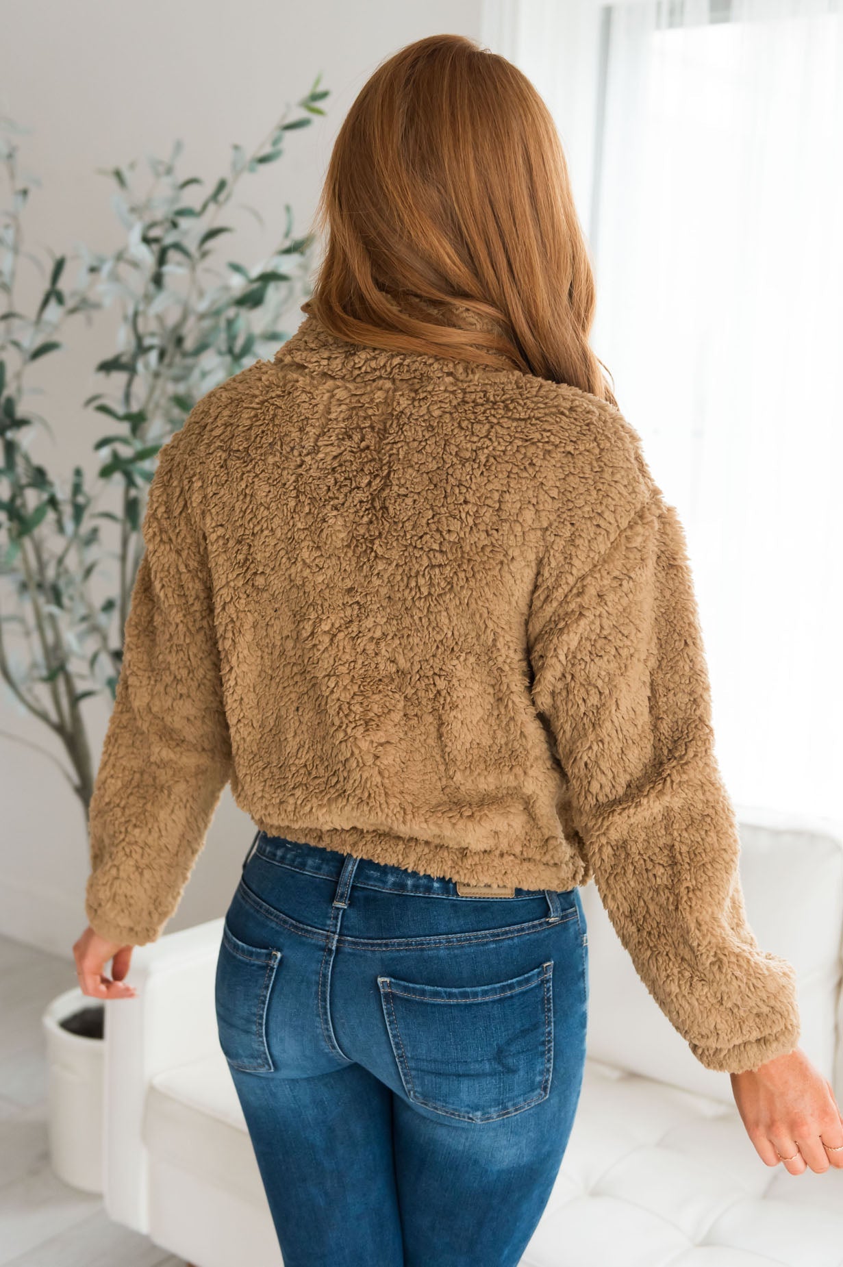 Let's Get Cozy Modest Fuzzy Zip Up Jacket