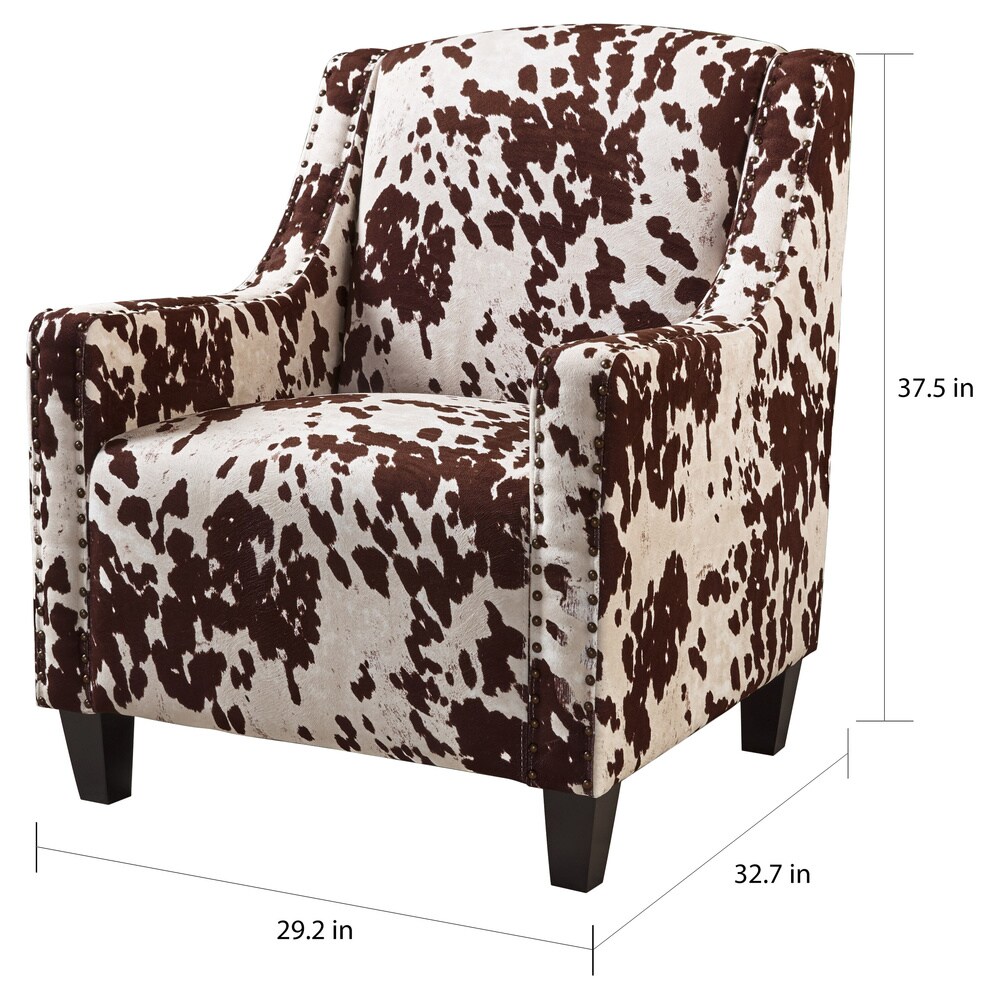 Elysabeth Cow Print Velvet Club Chair by Christopher Knight Home   32.75\