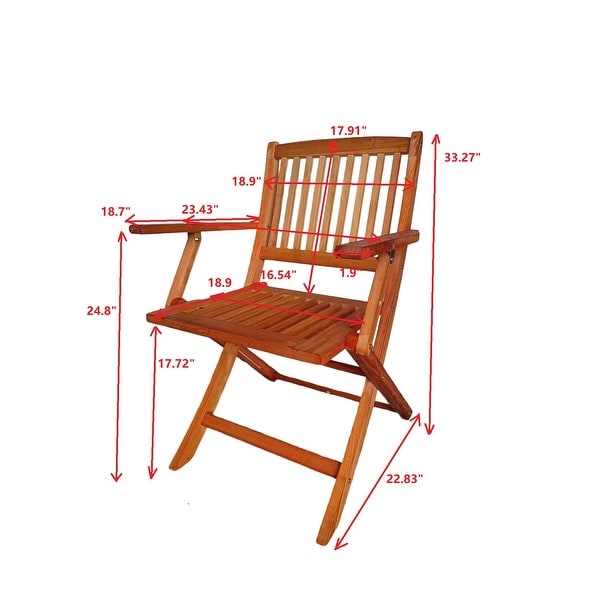 Teak Solid Wood Foldable Patio Dining Set，4 Folding Chairs and 1 Dining Table，Indoor and Outdoor Universal