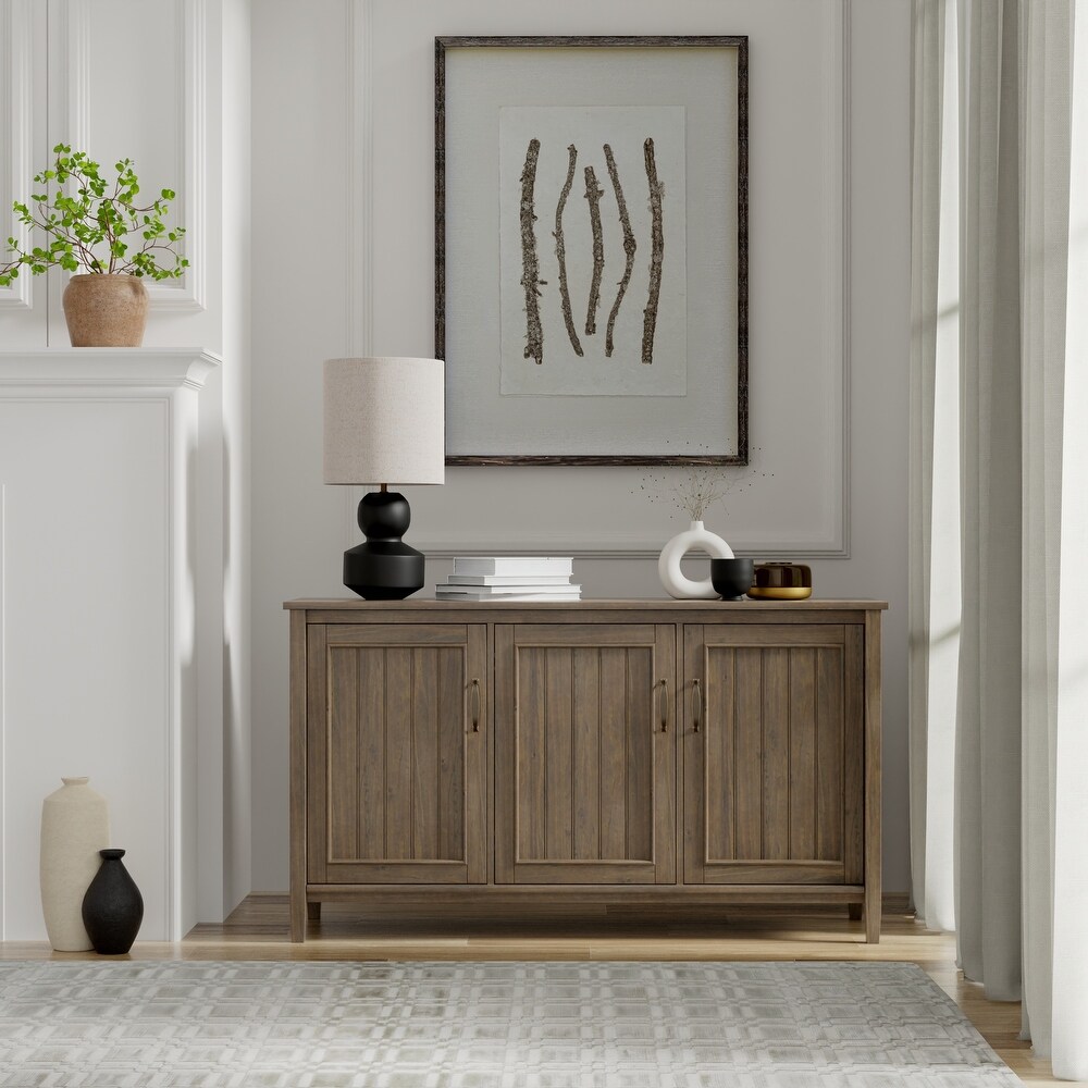 WYNDENHALL Rowan SOLID WOOD 60 inch Wide Contemporary Wide Storage Cabinet in Smoky Brown   18\