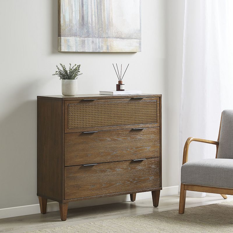 Madison Park Allen Cane and Wood 3-Drawer Storage Dresser