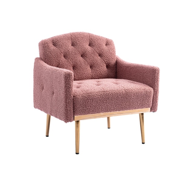 Teddy Fabric Upholstered Tufted Accent Chair With Rose Golden feet